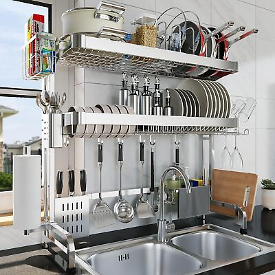#ad 3 Tier Drying Drainer Rack Over Sink Stainless Steel Adjustable 29.1#x27;#x27; 37.4#x27;#x27; $107.19