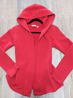 #ad J Jill Jacket Womens XS Red Long Sleeve Hooded Cotton Knit Casual $26.99