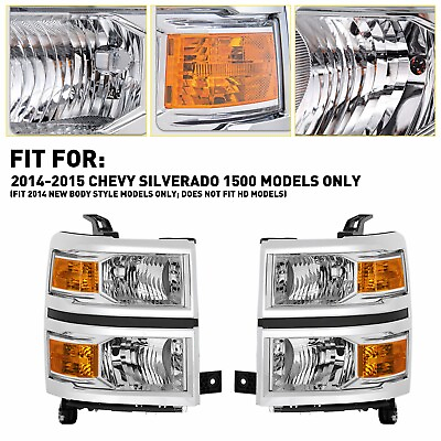 #ad Fit 2014 2015 Chevrolet Silverado 1500 Headlights Signal LeftRight REPLACE Lamp $145.99