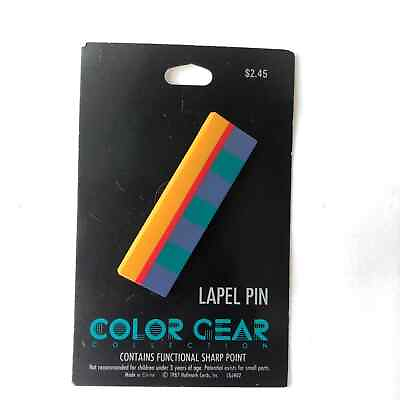 #ad Vintage Color Gear Geometric Lapel Pin 1980s $24.99