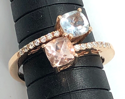 #ad Le Vian Aquamarine Morganite Ring Diamonds 14K Gold Size 7 $599.99