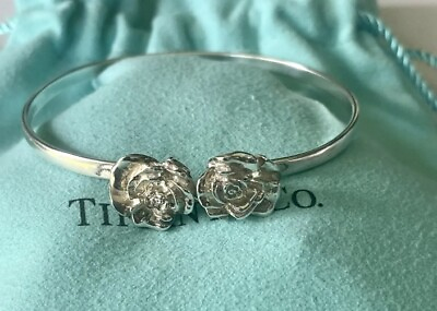 #ad Vintage TIFFANY amp; CO. Sterling Silver Twin Roses Bangle 7.1 4 Inches $560.00