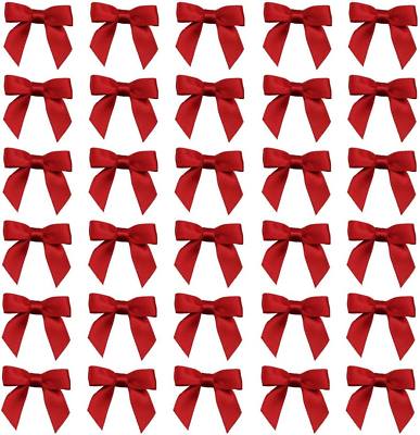 #ad 50pcs Boutique 1.5quot; Red Satin Ribbon Mini Bows for Craft Sewing Scrapbooking Wed $17.99