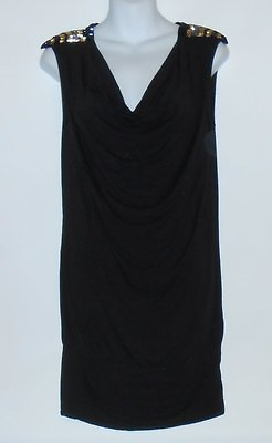 #ad A.N.A Ladies Beaded Shoulders Stretch Mini Dress Black Medium M NWT $29.88