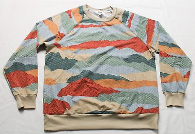 #ad Feat Men#x27;s Blanket Blend Move Crewneck Pullover Sweatshirt EG7 Multicolor Large $37.49