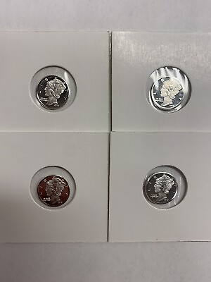 #ad Mercury Dime 4 PACK of Solid Silver 1 Gram Rounds by REEDERSONG $9.98