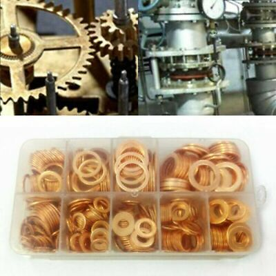 #ad USA 400PCS 11 Sizes Solid Copper Crush Washers Seal Flat O Ring Kit With Case $17.66