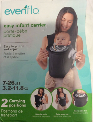Evenflo Infant Baby Carrier Black 2 Positions 7 26 lbs Hand Free Easy $27.99