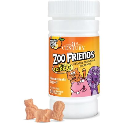 #ad 21st Century Zoo Friends with Extra C Children#x27;s Multivitamin Orange 60 Chwbls $7.16