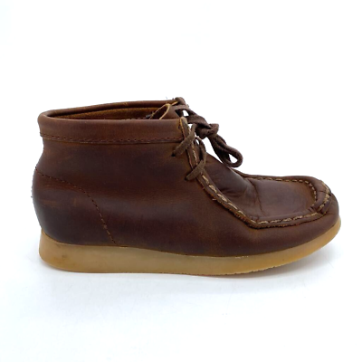 #ad Little Kids 13 M Clarks Wallabee Boot Brown Solid Leather Lace Up Moc Toe Boys $31.99