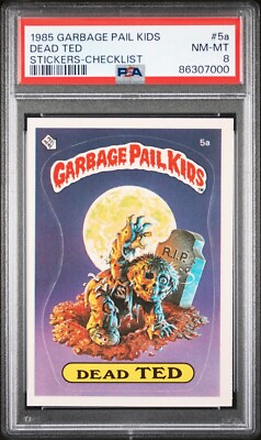#ad 1985 Topps OS1 Garbage Pail Kids Series 1 Dead Ted 5a CHECKLIST Matte Card PSA 8 $118.70