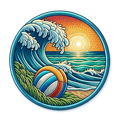 #ad Retro Ocean Wave Patch Iron on Applique Clothing Vest Jacket Beach Volleyball $5.95