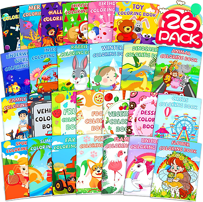 #ad 26Pack Coloring Books for Kids Ages 2 4 6 8 12 Small Bulk Coloring Books for Kid $14.04
