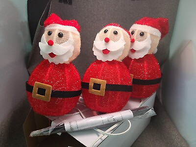 #ad Christmas Pathway Lights Set of 3 Santa Indoor Outdoor New Open Box $22.23
