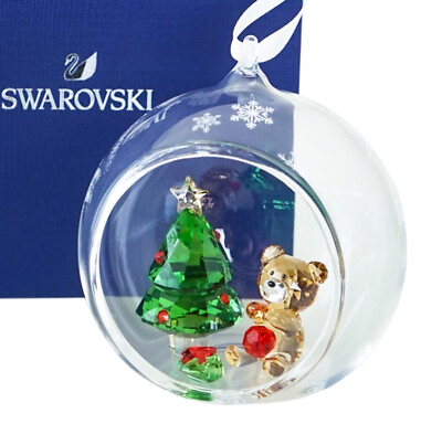 #ad SWAROVSKI 5533942 Christmas Decor Tree Teddy Bear Scene Ball Joyful Ornaments $97.75