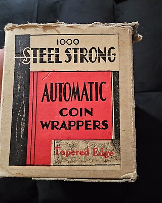 #ad Vintage Steel Strong Red Window Coin Wrappers Rolls Pennies to Dollars 1000 $250.00