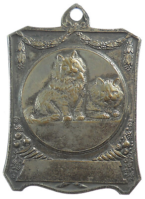 #ad 1930 Belgium cats FELINE SOCIETY OF LIEGE silvered bronze 51mm x 71mm $150.00