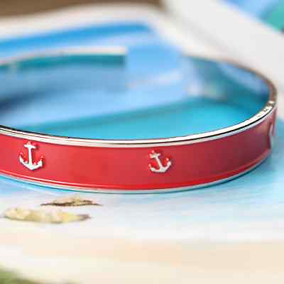 #ad Nautical Anchor Bangle Cuff Bracelet Red Brand New $19.99