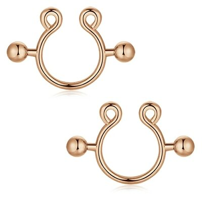 #ad 2pcs Gold Sexy non Piercing Clip on nipple rings Jewelry for Women $19.95