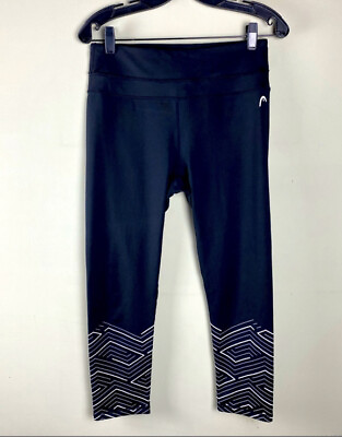 #ad Head Printed Stretchy Capri Length Yoga Pants Leggings Sporty Black Size Medium $20.00