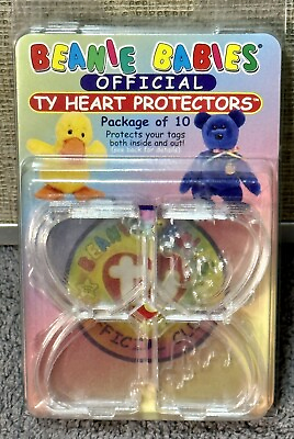 #ad 1998 TY Beanie Baby Babies Official Heart Protectors 10 pack Plastic Swing Tags $22.99