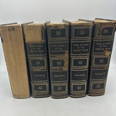 #ad LEATHER Set; WORLD WAR ONE 1916 Volumes 1 6 WWI WWII $175.00