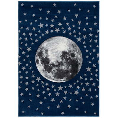 #ad SAFAVIEH Carousel Kids Moon in The Stars Area Rug Navy Grey 5#x27;3quot; X 7#x27;6quot; Durable $175.76