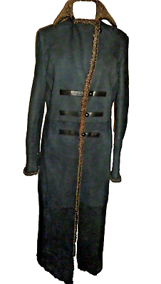 #ad Rena Lange Italy RARE Full Length Shearling Lambskin Wool Coat Jacket sz 8 Long $491.91