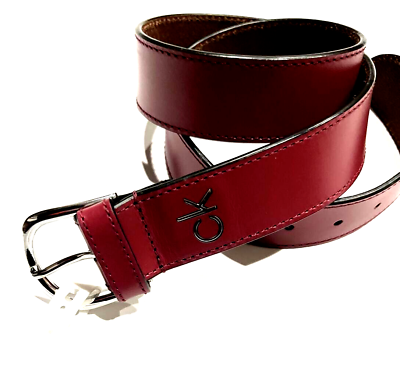#ad Calvin Leather women#x27;s Smooth Leather Belt size Small Barn Red $45.55