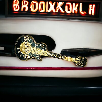 #ad HRC Hard Rock Cafe HONOLULU Upright Black Les Paul Guitar Pin 2.5quot; $10.15