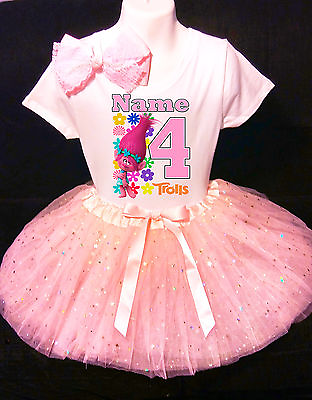#ad Trolls Poppy 4th fourth 4 Birthday ***With NAME*** Pink Tutu Dress Fast Shipping $20.50