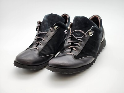 #ad Gianni Versace Black Suede Leather Medusa Head Shoes Men#x27;s Size 10.5 $100.00