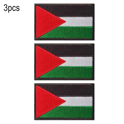 #ad 3X Palestine Embroidered Flag Patch Iron Sew On Clothes Palestinian Badges { $2.24