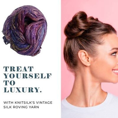 #ad Knitsilk Tops yarn Mulberry Silk Roving Yarn in shades of Blue Yellow Orange $14.50