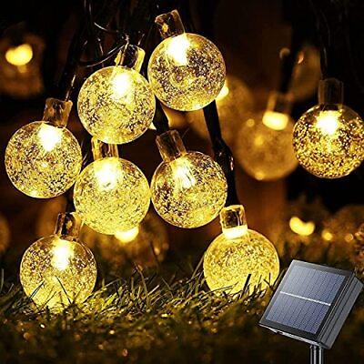 #ad Solar String Lights Outdoor 8 Mode 7M 24Ft 30 LED Crystal Ball Warm White $18.97