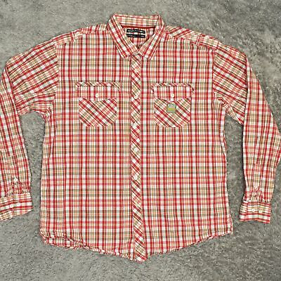 #ad Ecko Unlimited Men#x27;s Adult Sz 2XL Button Shirt Long Sleeve Plaid Red Rhino Plaid $14.02