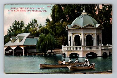 #ad Los Angeles CA California Band Stand Boat House East Lake Park Vintage Postcard $7.99