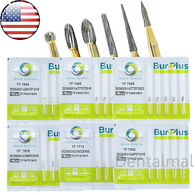 #ad US WAVE Dental Trimming and Finishing Bur Gold plated Taper T series 5 Pcs Pack $25.49