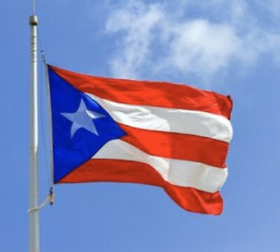 #ad Bandera De Puerto Rico. Polyester. 3 Pies X 5 Pies. Círculos De Metal. $8.00