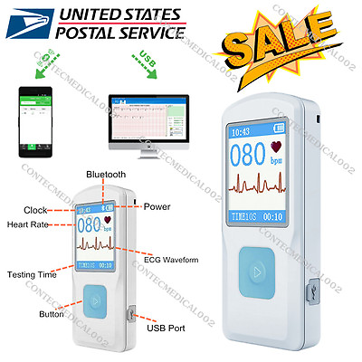 #ad USA Portable ECG EKG Monitor Bluetooth Heart Beat Monitor USB LCD PM10 ECG FDA $69.00