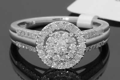 #ad 10K WHITE GOLD .55 CARAT WOMENS REAL DIAMOND BRIDAL WEDDING RING ENGAGEMENT RING $380.00