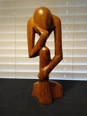 #ad Vintage Free Form Modernist Wood Sculpture Male The Thinker 1960 1970 quot;Denmark?quot; $149.99