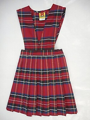 #ad Girls R K Red Plaid V Slit Uniform Dress Reg. amp; 1 2 Sizes 3 20 1 2 $16.00