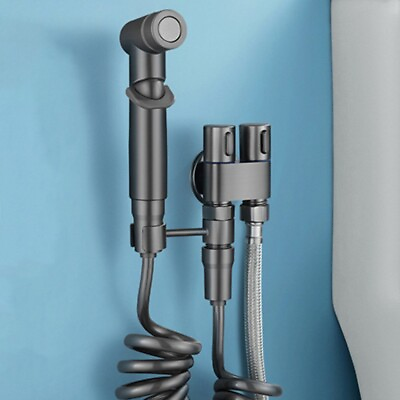 #ad Hygienic Shower For Room Toilet Bidet Shower Head Double Outlet Angle Valve Set $52.21