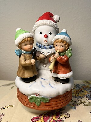 #ad Vintage Snowman Music Box Kids Decoration Plays Jingle Bells Rotates When Played $15.00
