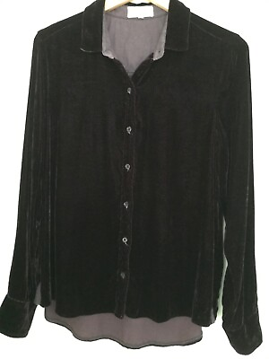 #ad Bella Dahl Size Medium Purple Velvet Long Sleeve Button Front Cuffed Tunic Shirt $35.00