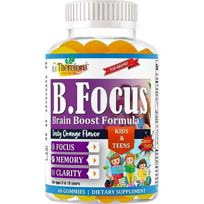 #ad Kids Brain Booster Gummies OmegaDHA Vitamins for Kids Focus amp; Attention 60Gummy $20.00
