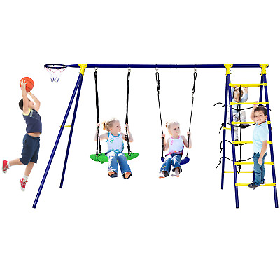 #ad 5 In 1 Outdoor Kids Swing Set W Heavy Duty Swing Frame amp; Ground Stakes Backyard $175.99
