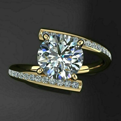 #ad 2CT Round Lab Created VVS1 Diamond Women#x27;s Wedding Ring 14K Yellow Gold Finish $64.99