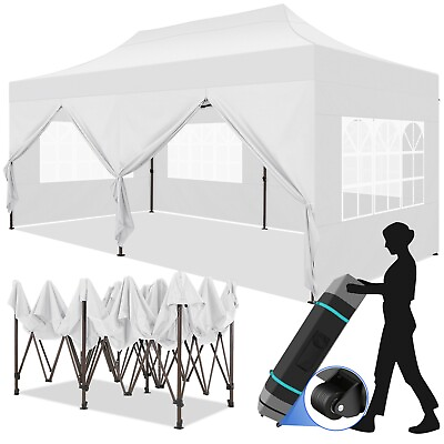 #ad 10x20FT Heavy Duty Pop up Canopy Camping Tent Outdoor Party Gazebo w Sidewalls $265.99